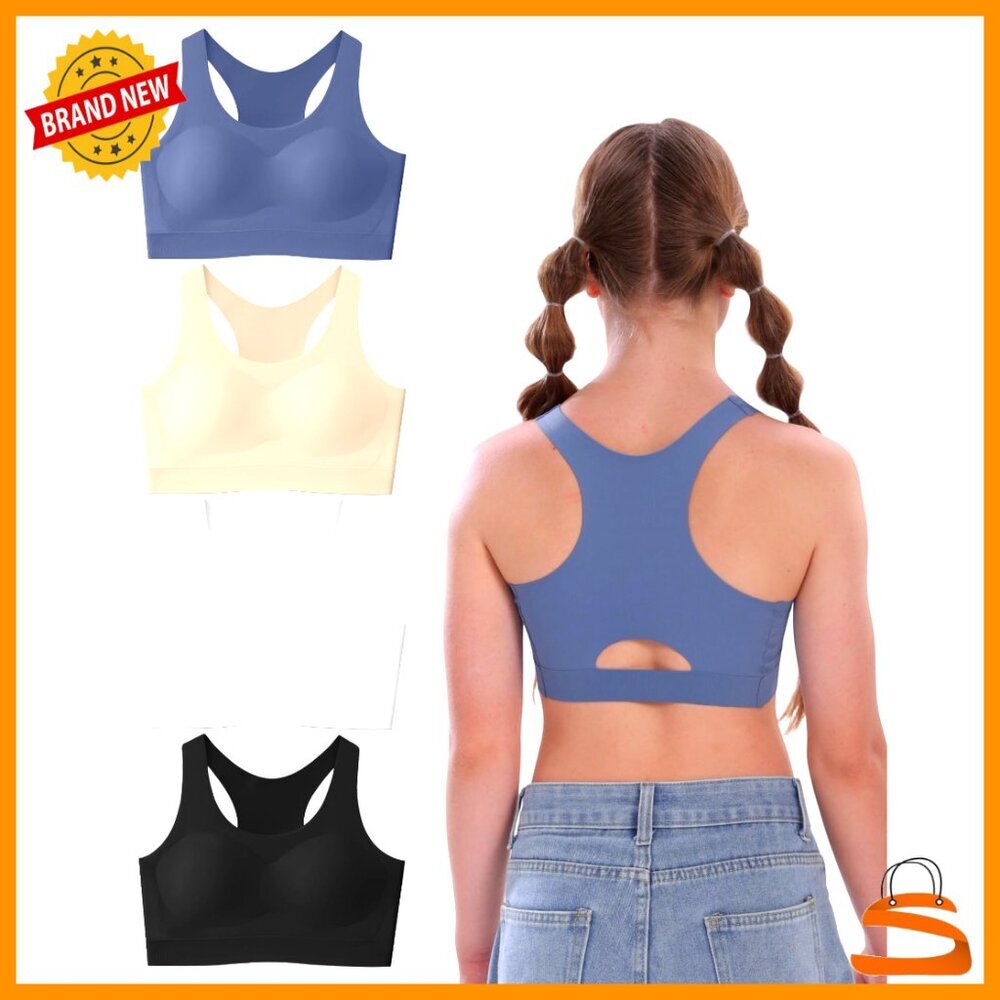 Girls Seamless Training Bra Racerback Light Sports Bra 10-16